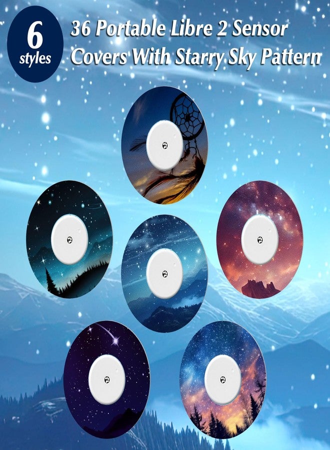 FuWeave مجموعة FuWeave من 36 لاصقة لجهاز استشعار Libre 2 مع لاصقات Starry Sky CGM، أغطية مقاومة للماء والعرق، أغطية ملونة لحماية جهاز مراقبة الجلوكوز المستمر، لاصقة خلفية قابلة للفصل - Image 2